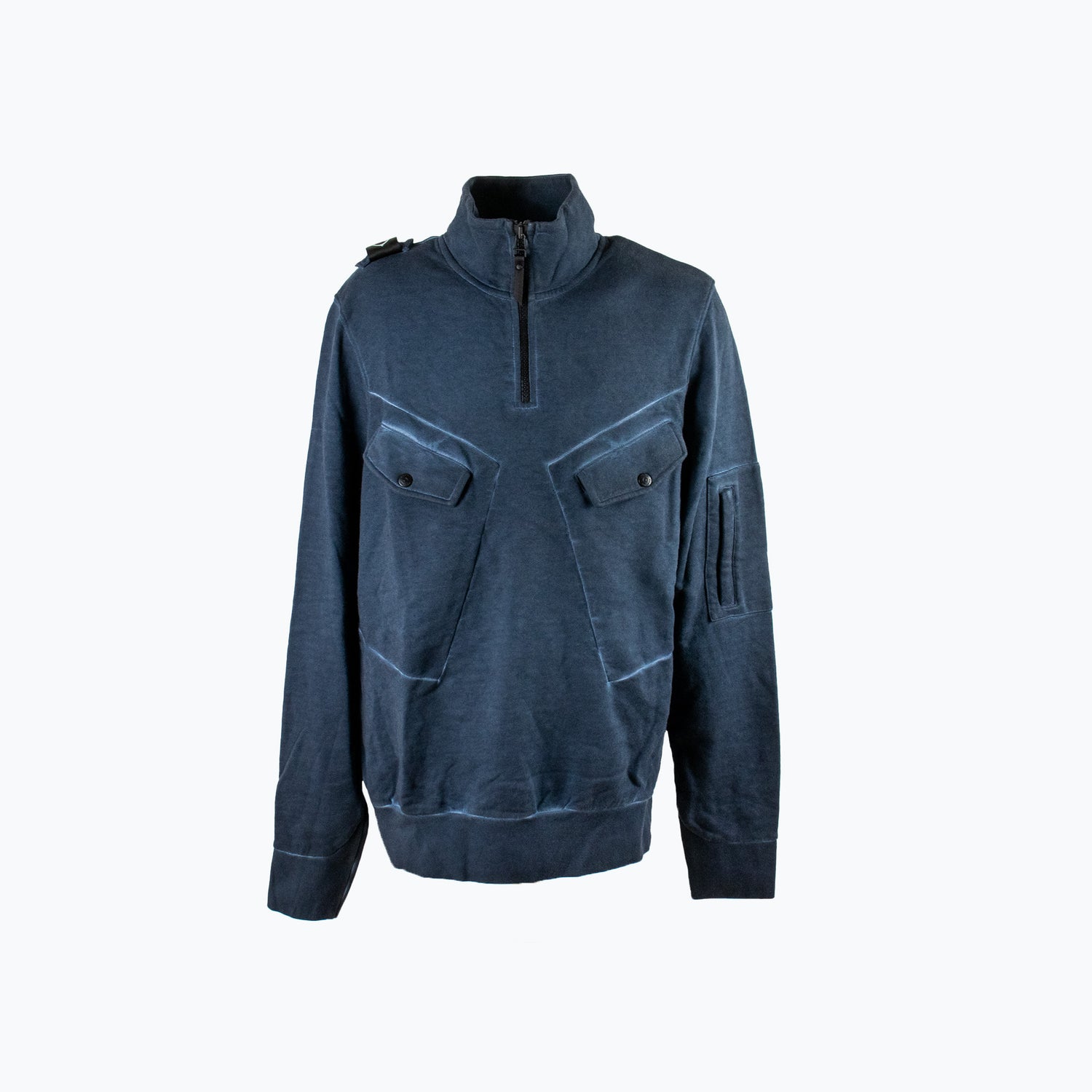 Ma.Strum Oil Wash Funnel Neck Sweatshirt - newblack45
