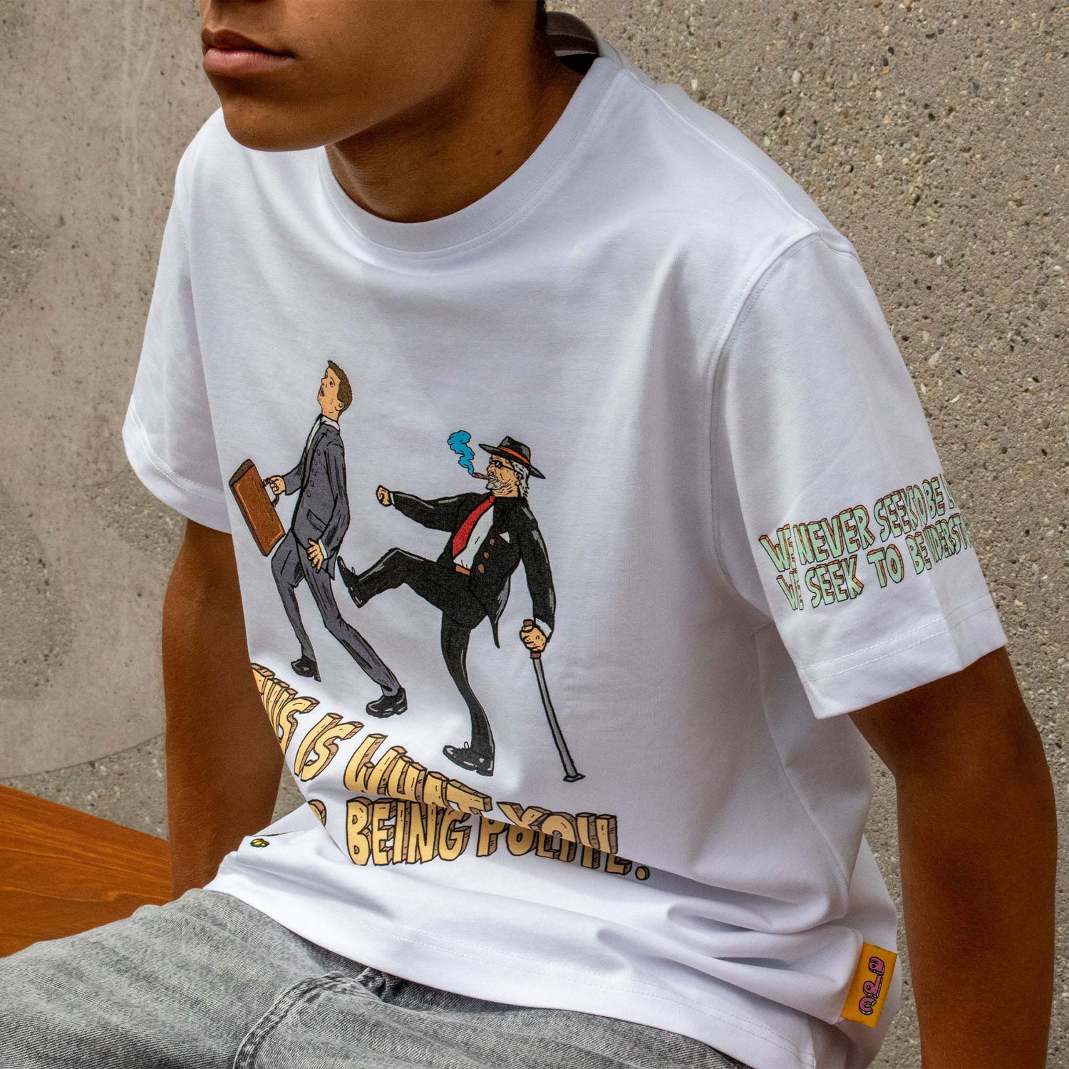 Allmosst Polite Graphic T-Shirt White - newblack45