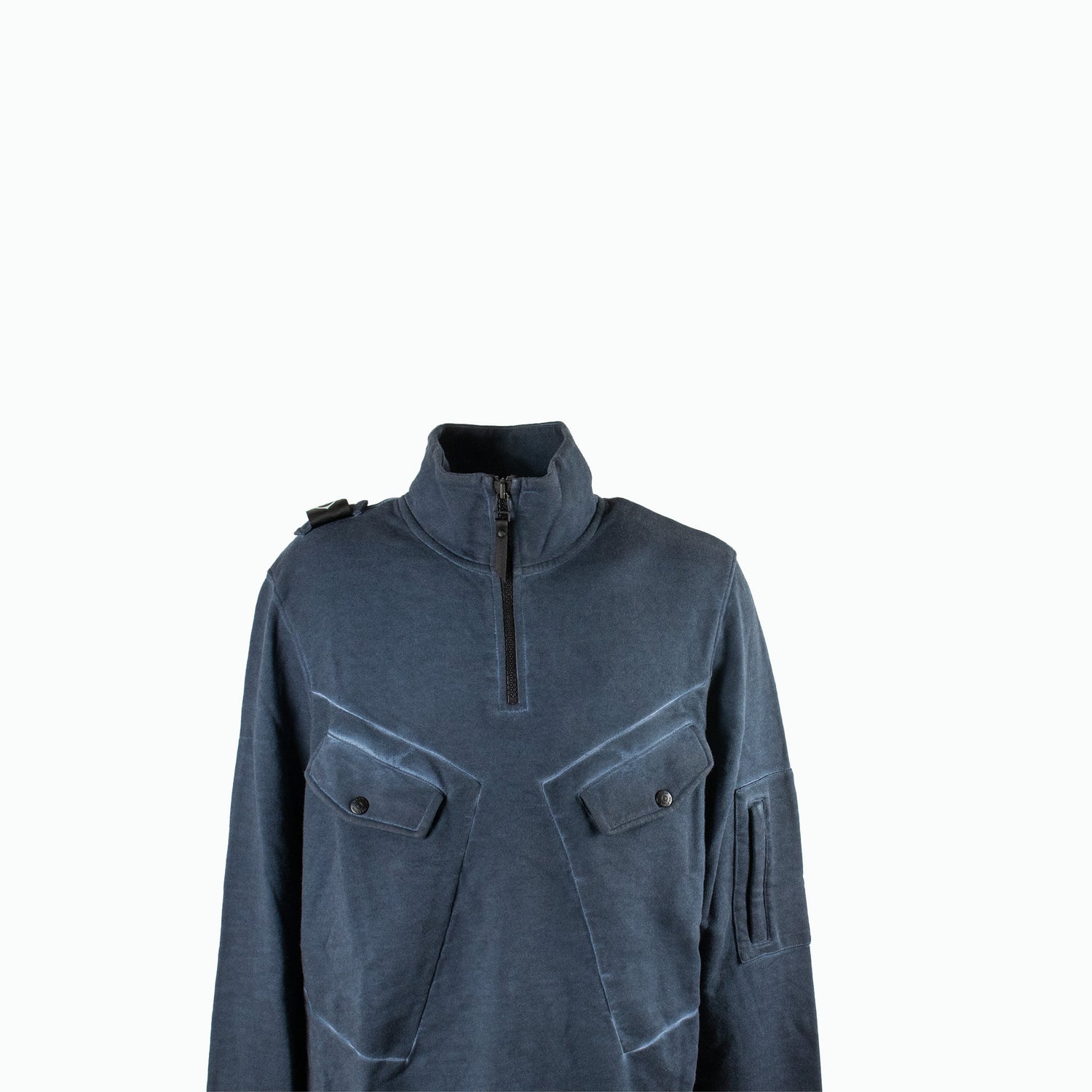 Ma.Strum Oil Wash Funnel Neck Sweatshirt - newblack45