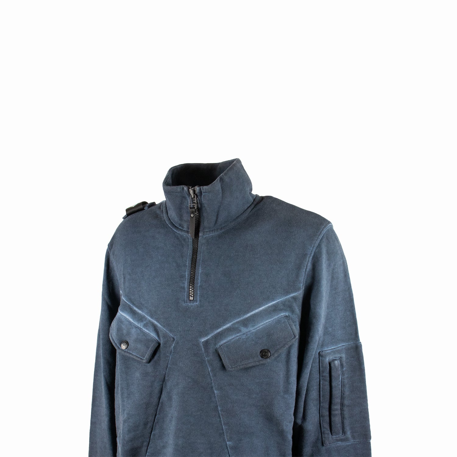 Ma.Strum Oil Wash Funnel Neck Sweatshirt - newblack45