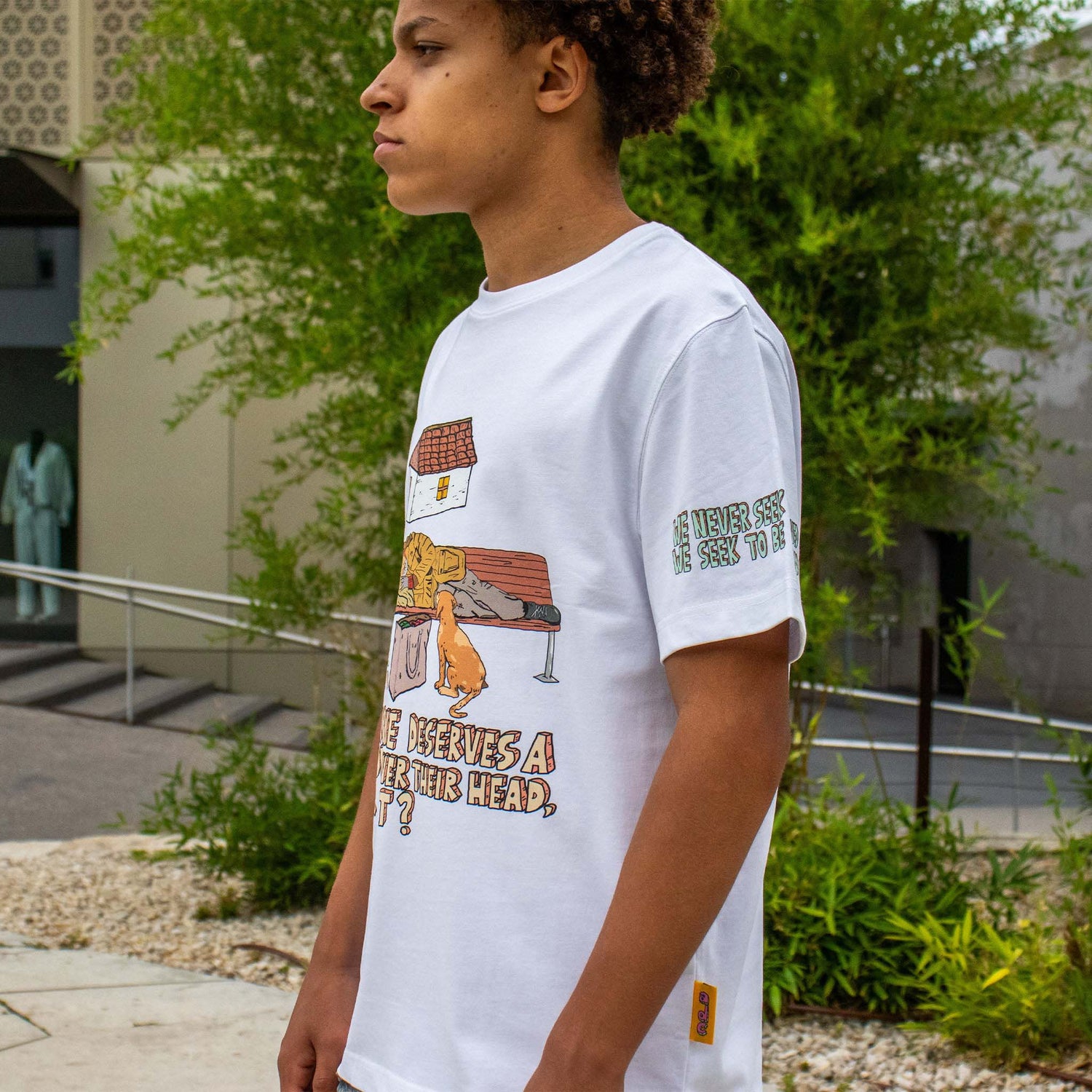 Allmosst Homeless Graphic T-shirt White - newblack45