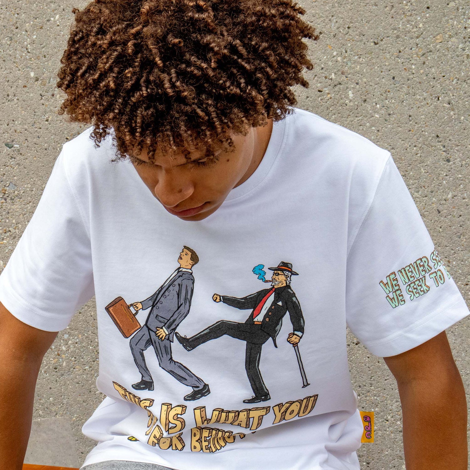 Allmosst Polite Graphic T-Shirt White - newblack45