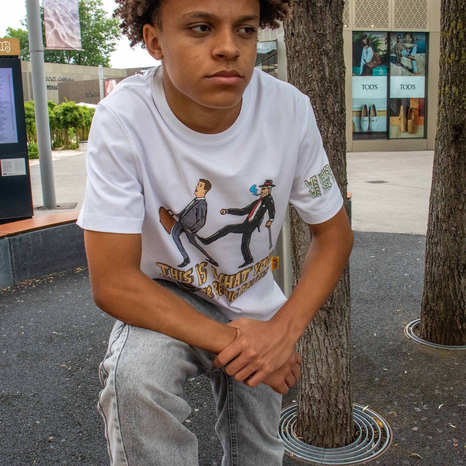 Allmosst Polite Graphic T-Shirt White - newblack45