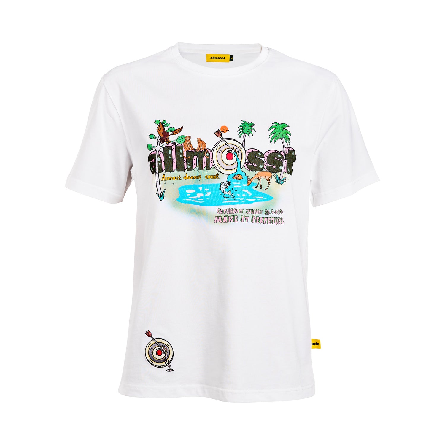 Allmosst State of Mind Graphic White T-shirt  on a white background 