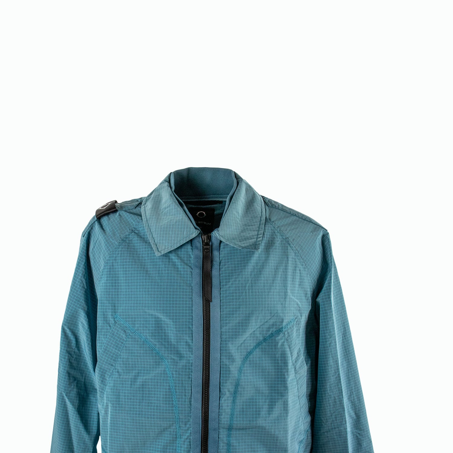 Ma.Strum Nylon Grid Mac Overcoat Sea Blue - newblack45