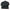 Black puffer jacket with visible branding on a white background