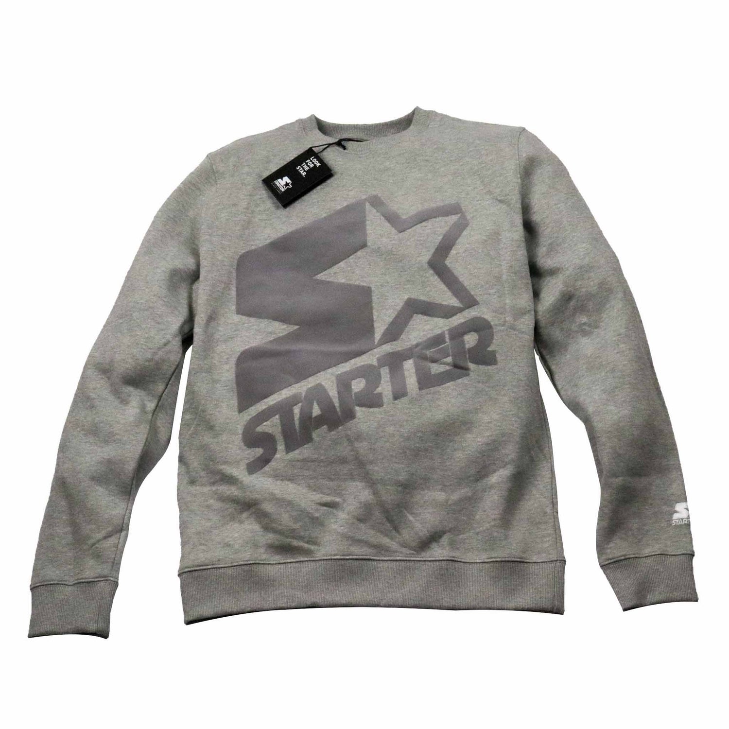 Gray sweatshirt with a star logo and 'Starter' text on a white background