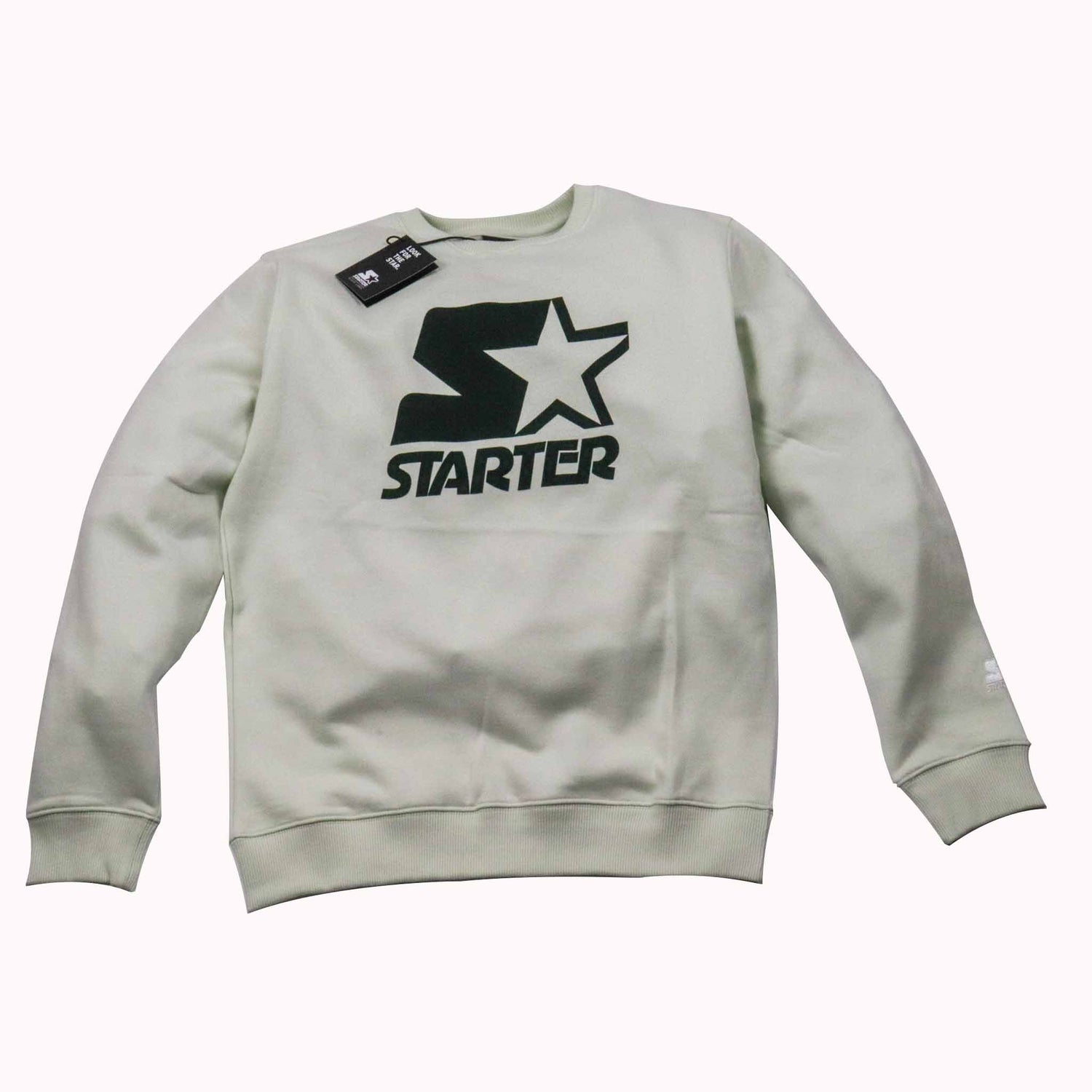 Light gray sweatshirt with black Starter logo on a white background
