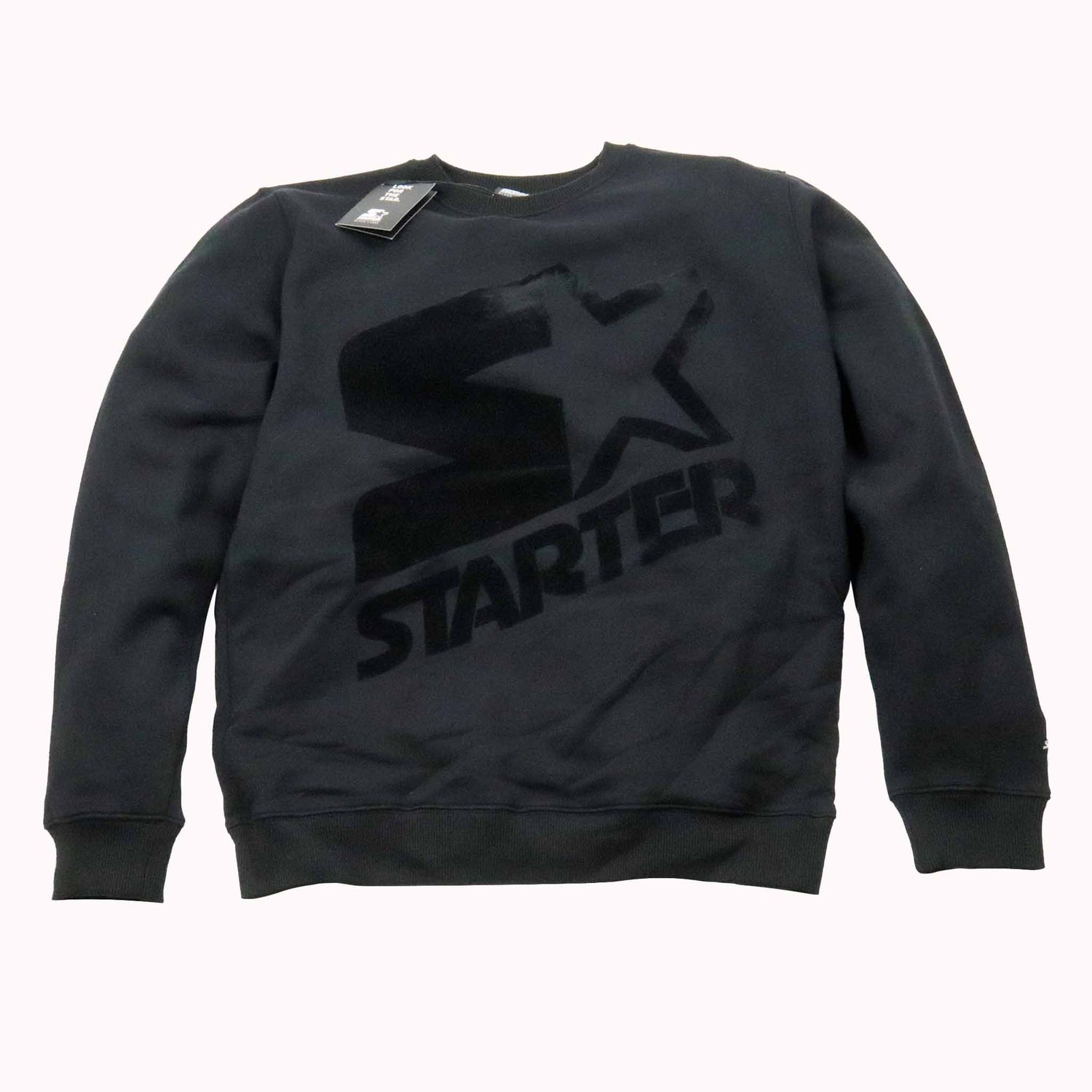 Black sweatshirt with 'Starter' logo on a white background