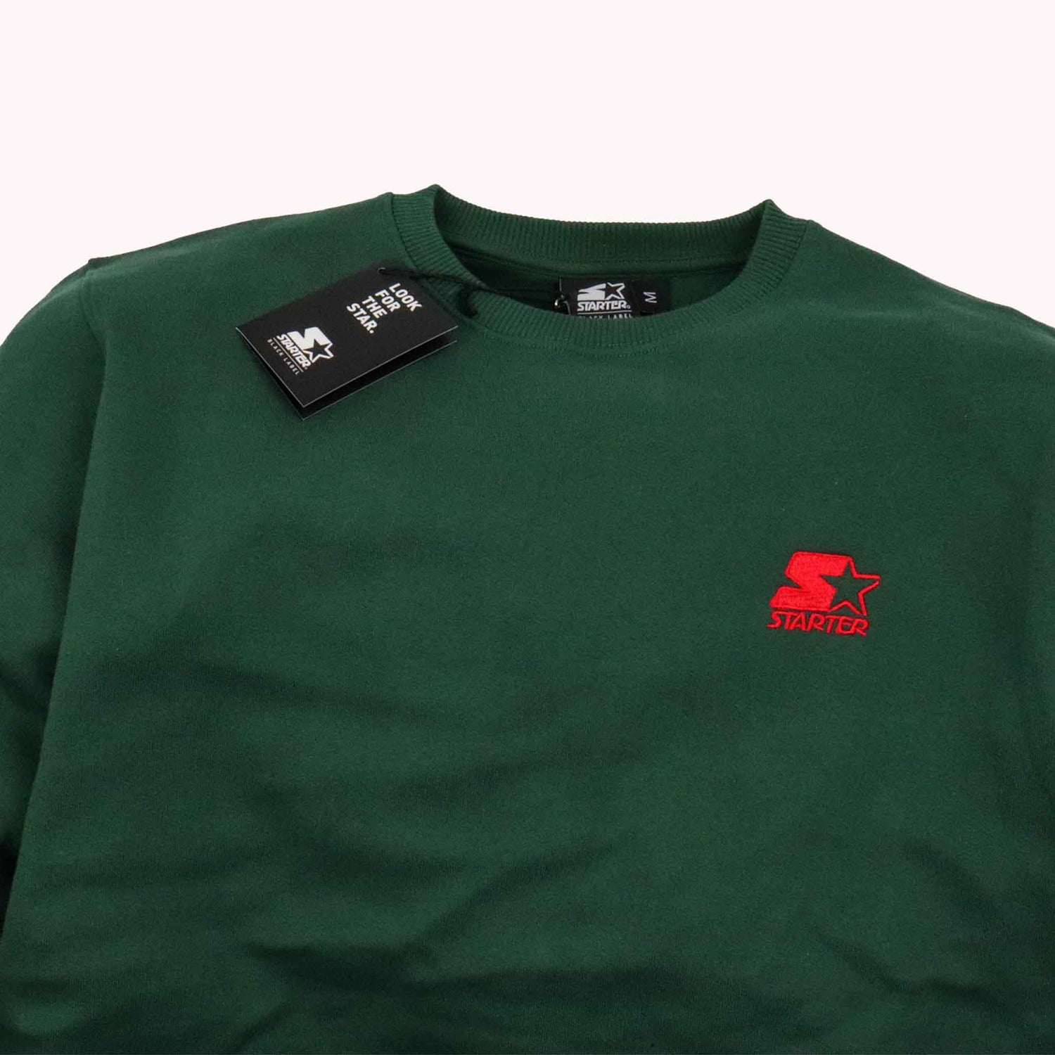 Green sweatshirt with Starter logo on a white background