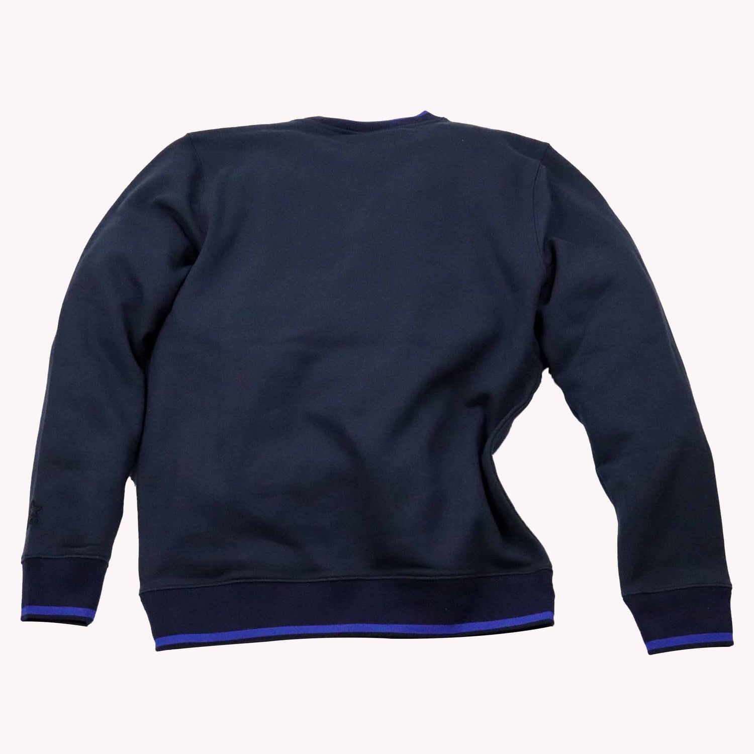 Navy blue sweatshirt on a white background