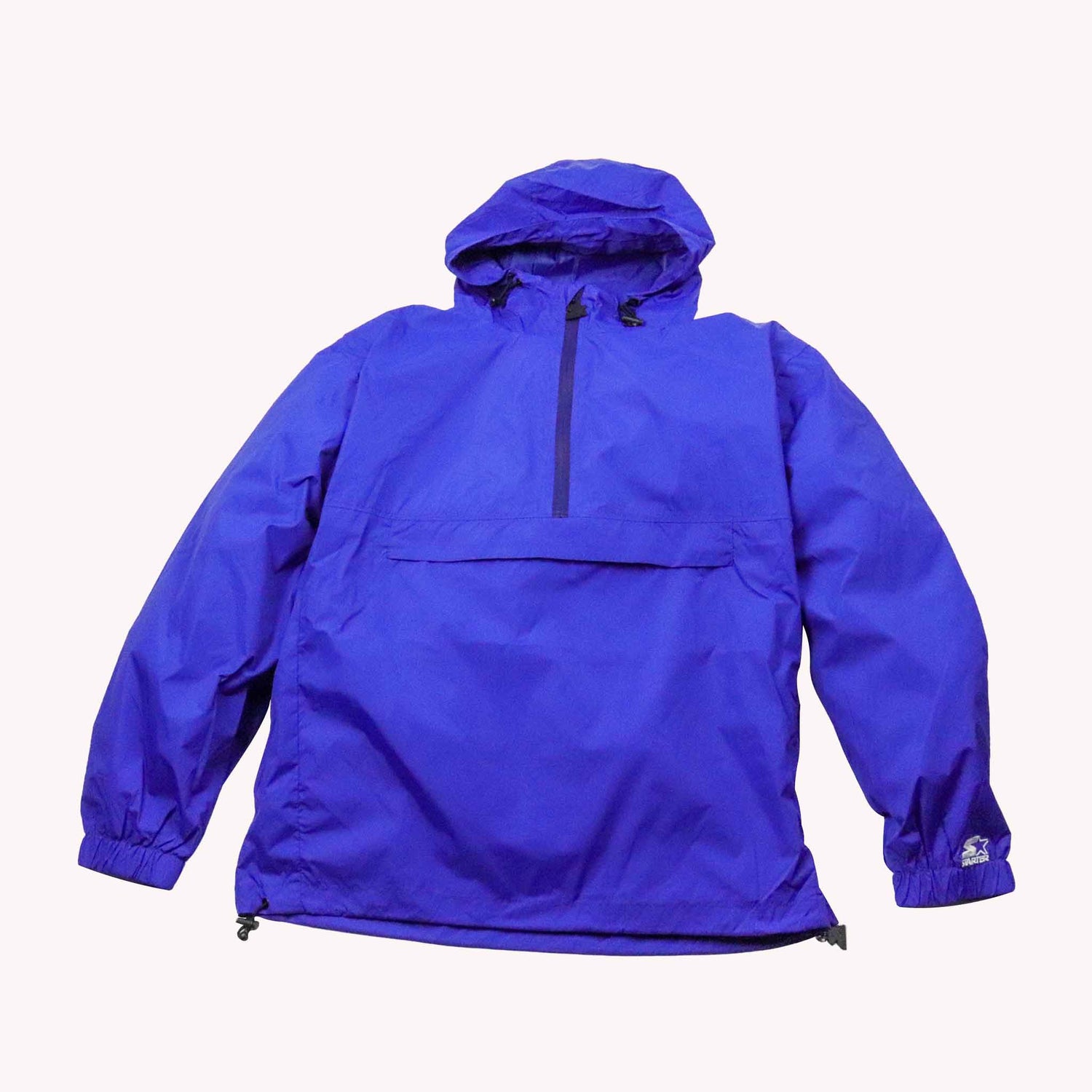 Blue hooded jacket on a white background