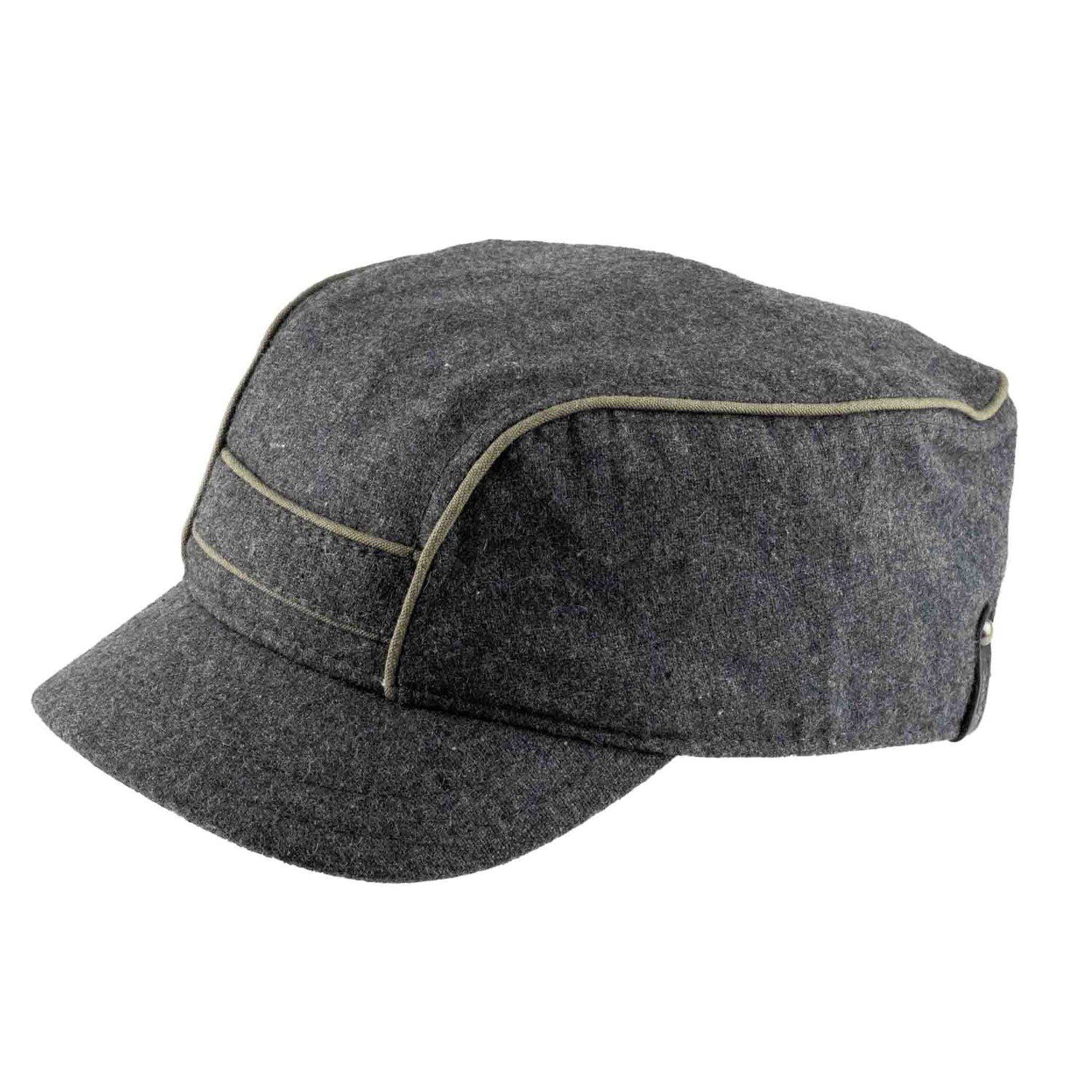 Dark gray cap with a light gray stripe on a white background