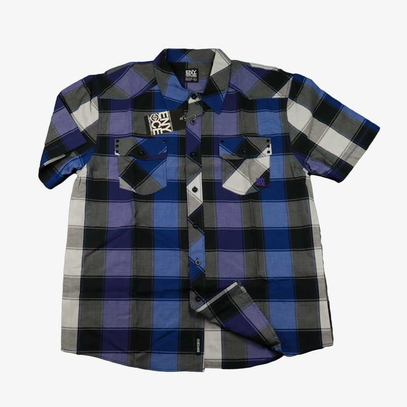 Enyce Short-Sleeve Button Shirt - Blue