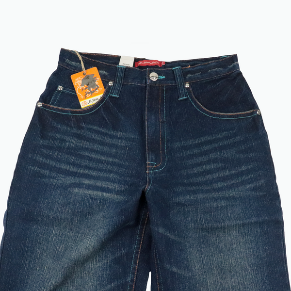 All Nations Are One Washed Denim Premium Baggy Pants