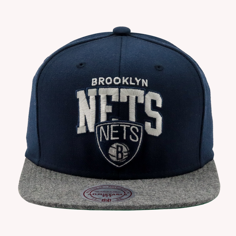 Mitchell and Ness Brooklyn Nets Wool Shield Snapback Hat