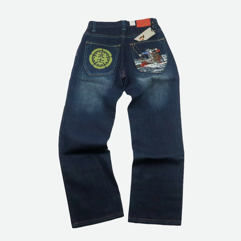 All Nations Are One Washed Denim Premium Baggy Pants