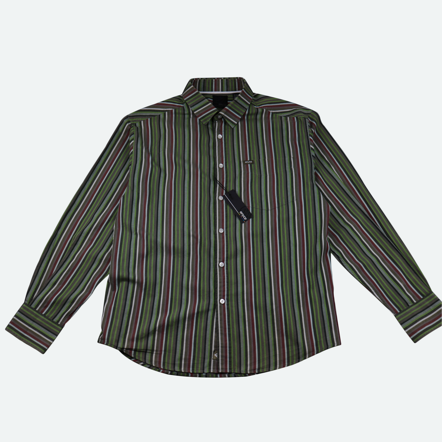 Enyce Classic Stripe Button Shirt -  Olive