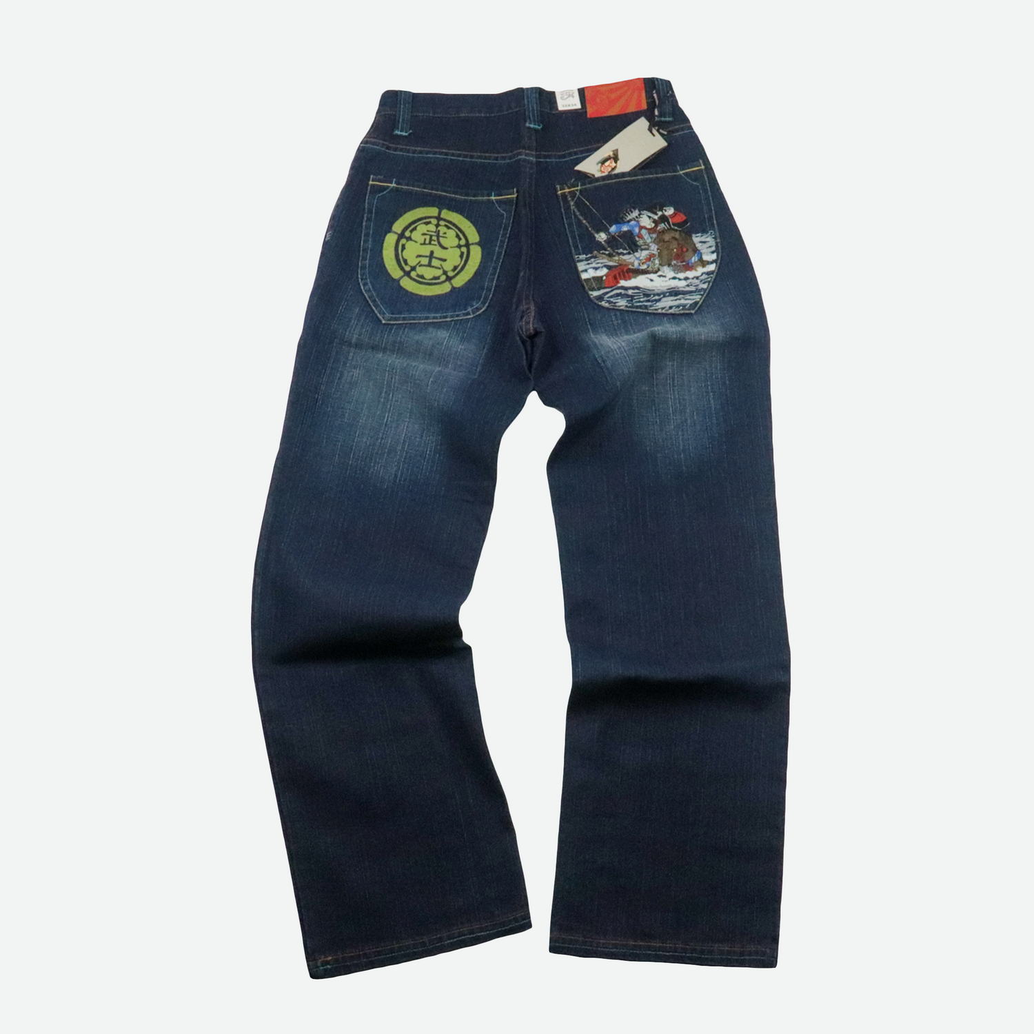 All Nations Washed Denim Premium Baggy Pants