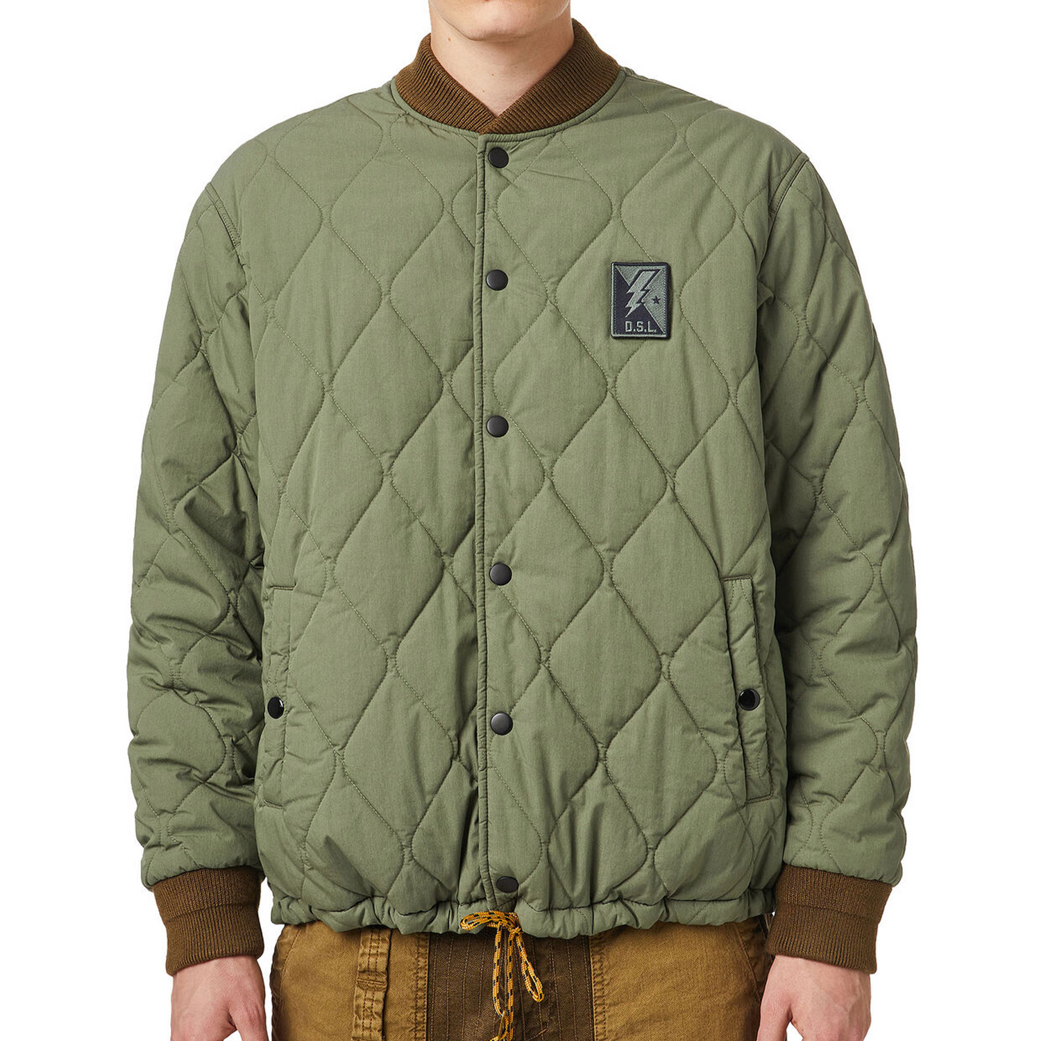 Diesel J-Foot Bomber This coach jacket reverses between quilted CORDURA® and soft check flannel. 