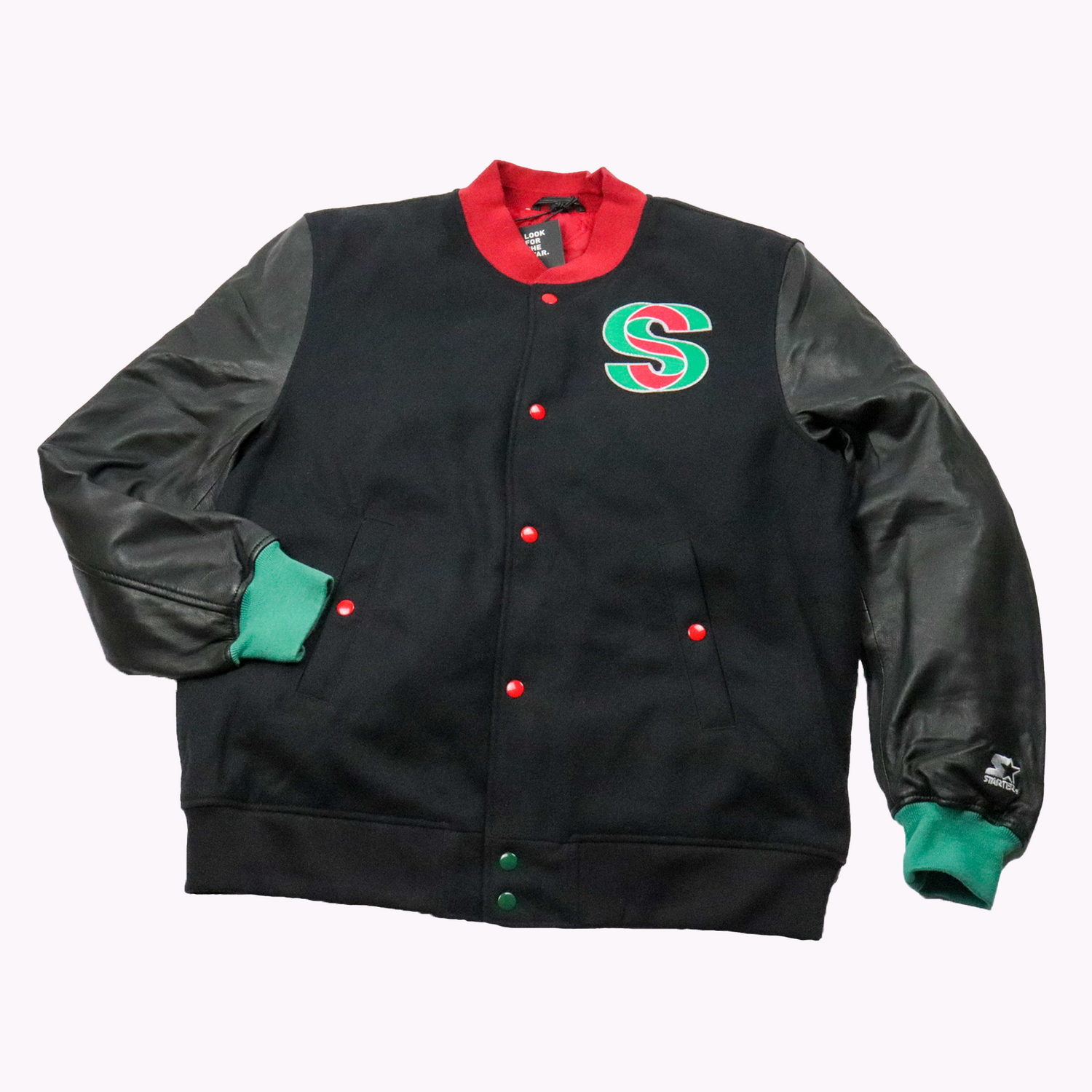 Starter Men's Black Label Wool Leather Jacket 71, Crafted from premium leather and wool blends.
Front Side

